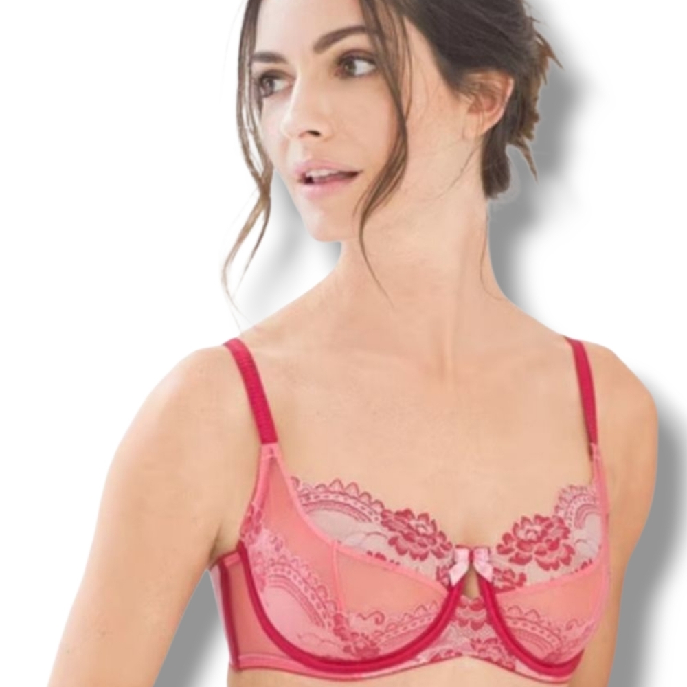 Soma Red and Pink Lace Bra
